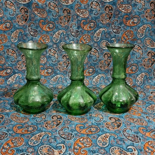 فروش گلدان بلور سبز شلغمی قدیمی ( توضیحات )