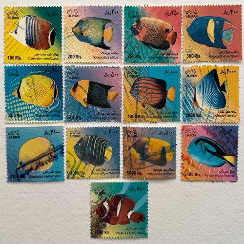 فروش 13 تمبر ماهی ها با مهر و کیفیت عالی