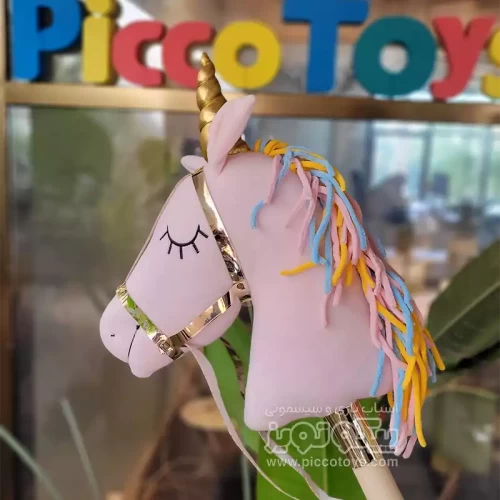 واکر کودک چوبی طرح یونیکورن صورتی کمرنگ