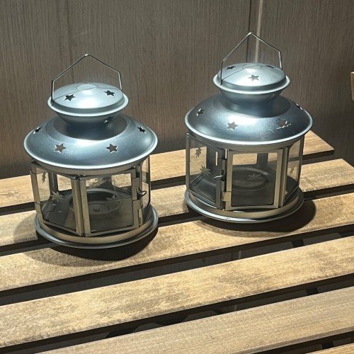 شمعدان ایکیا جفت نقره‌ای زیبا و مدرن