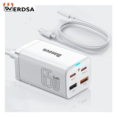 شارژر رومیزی باسئوس GaN3 Pro-65W با کابل USB-C