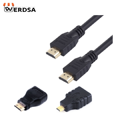کابل HDMI به HDMI بلک مدل ALL in ONE طول 1.5 متر همراه مبدل MICRO HDMI و MINI HDMI