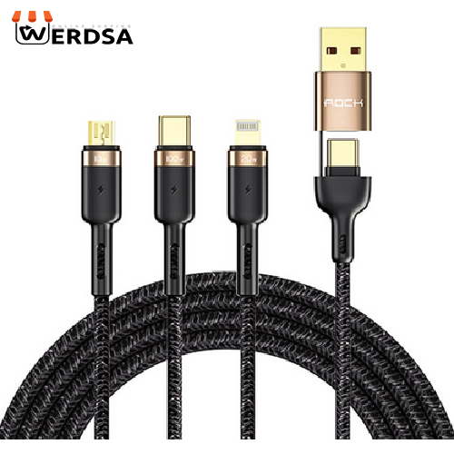 کابل تبدیل USB /USB-C به MicroUSB / USB-C / لایتنینگ راک مدل RCB0819 طول 1.2 متر