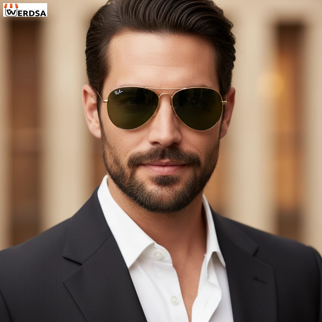 عینک آفتابی ری‌بن Ray-Ban اصل طلایی لنز سبز  کد 1410