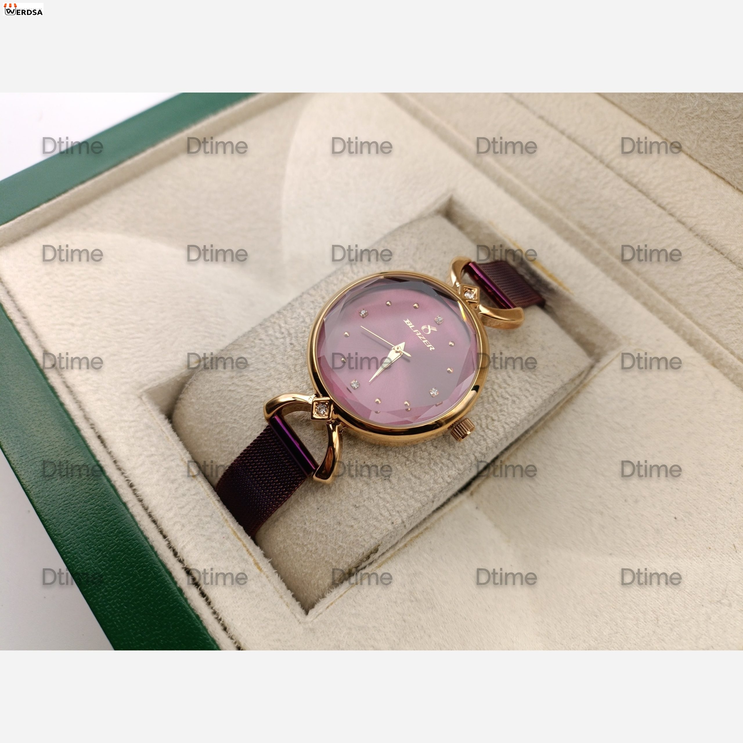 ساعت بلیزر رزگلد صفحه بنفش زنانه با گارانتی یک ساله