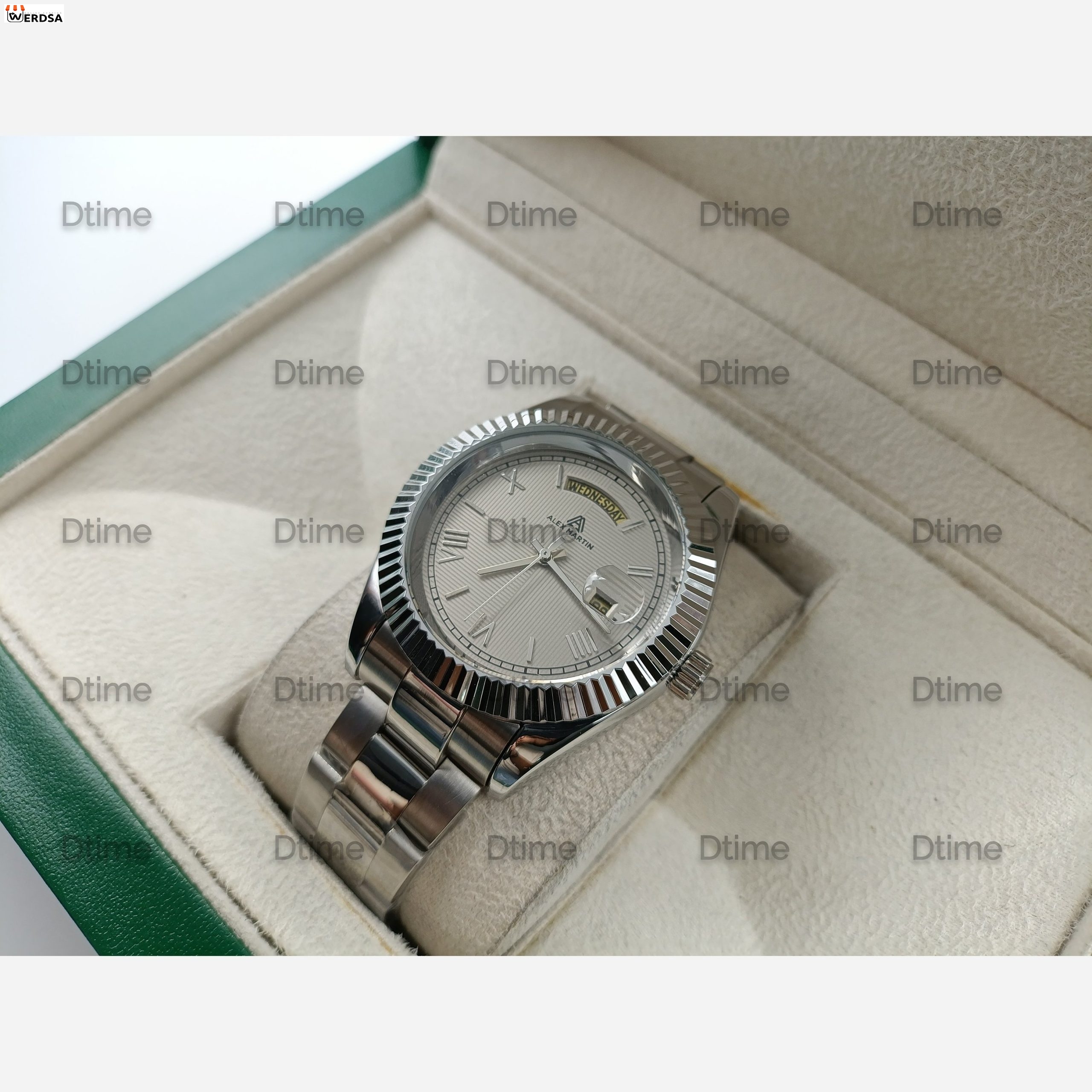 ساعت مردانه الکس مارتین استیل صفحه نقره ای دو تقویم