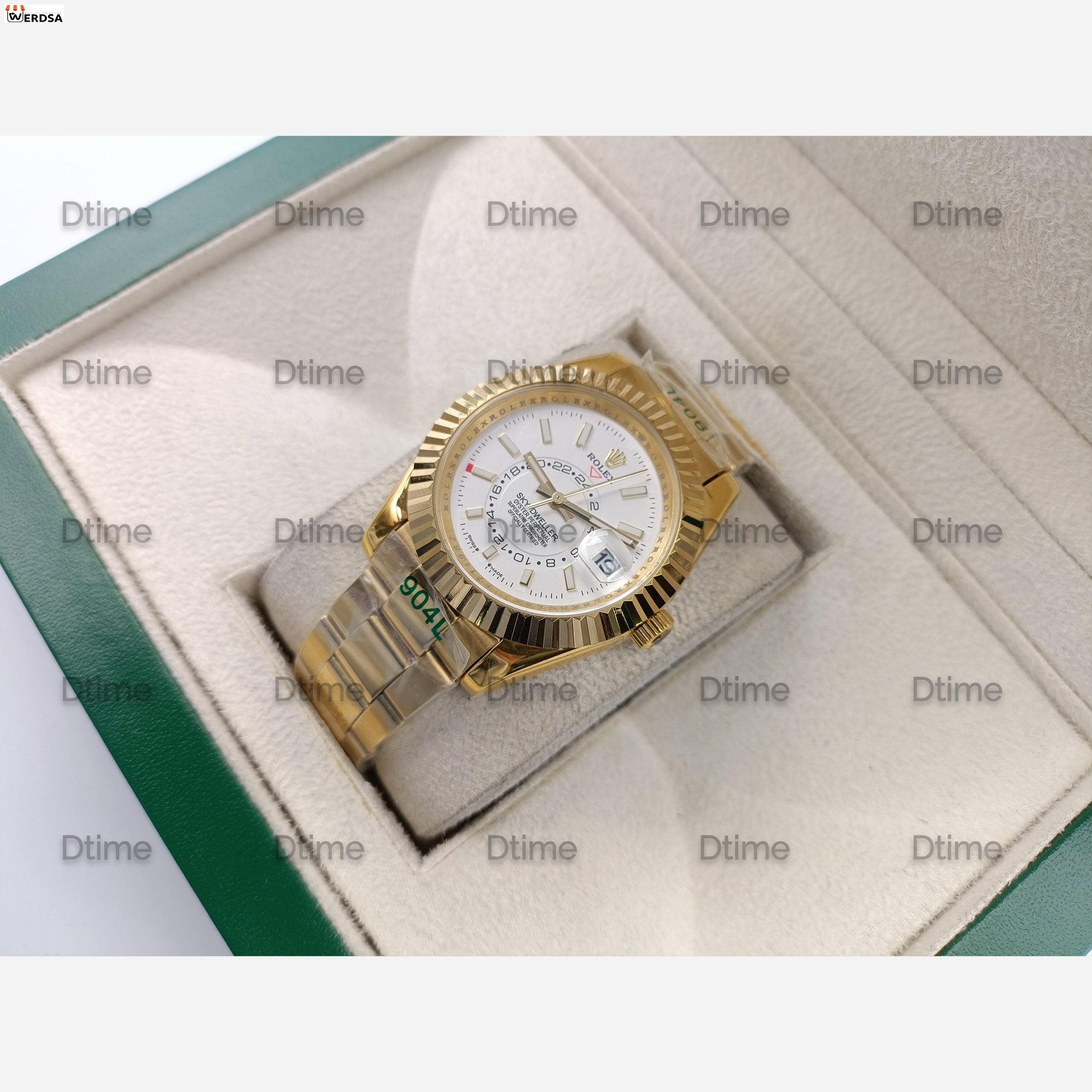 ساعت رولکس اسکای دویلر طلایی صفحه سفید مردانه