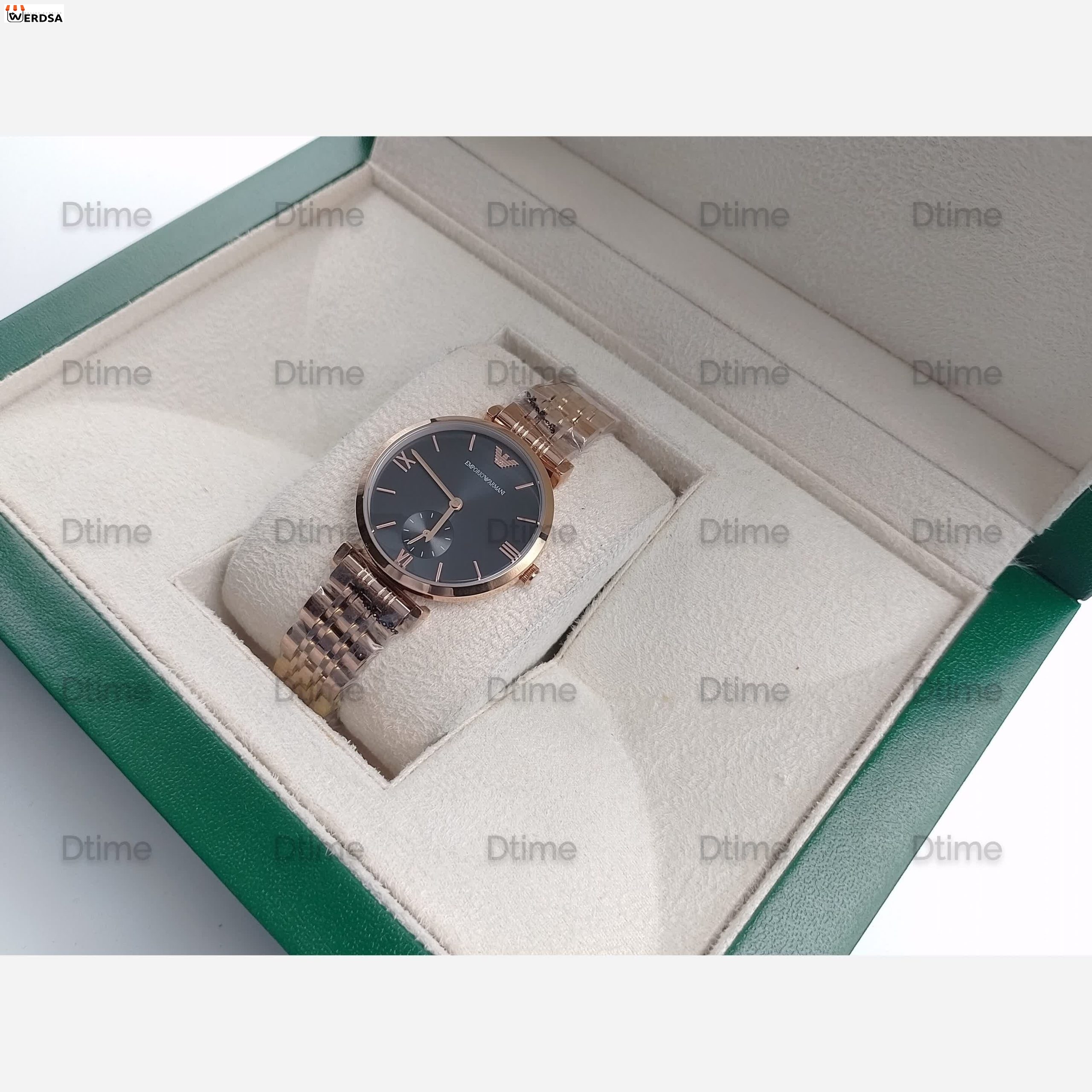 ساعت امپریو آرمانی رزگلد صفحه مشکی زنانه