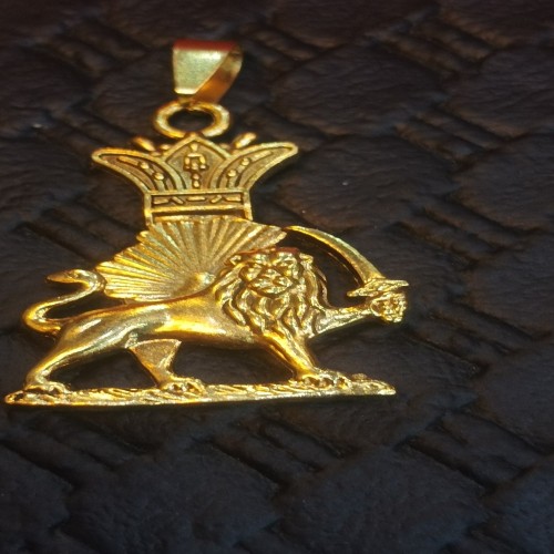 نشان روکش آب طلا شیر خورشید و تاج دو طرفه