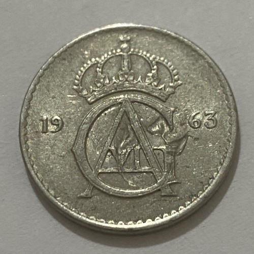 سکه زیبا و ارزشمند 25 اوره سوئد 1963