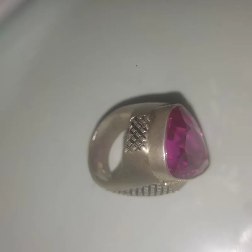 فروش انگشتر نقره مردانه یاقوت صورتی دستساز تبریز