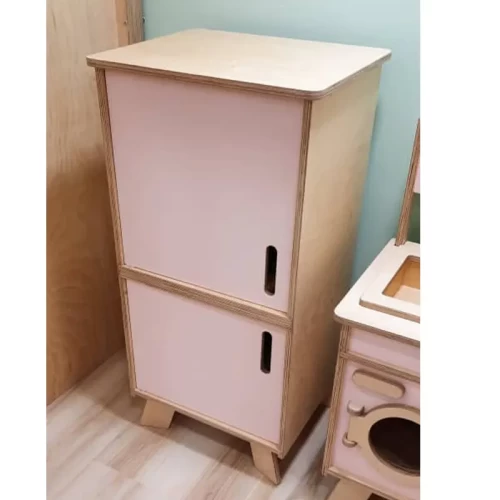 یونیت یخچال کودک چوبی صورتی با طراحی جذاب