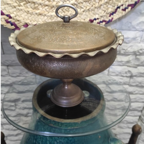 خرید آجیل خوری مسی با ارتفاع 19 سانت و قطر 26 سانت