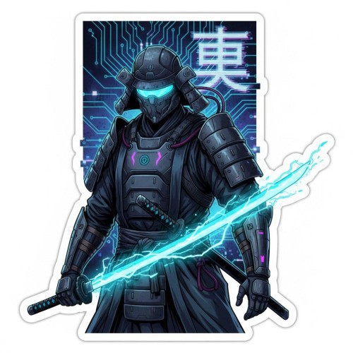 استیکر سامورایی با شمیر برقی با کیفیت عالی