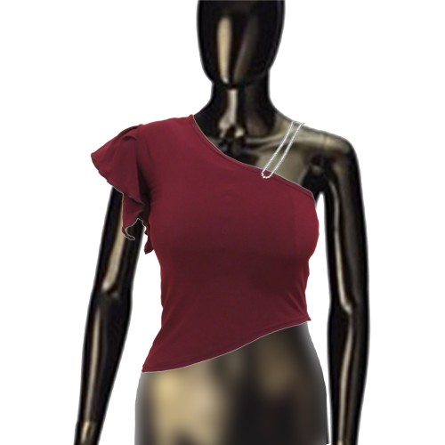 فروش تاپ فانتزی زرشکی زنانه استرچ سایز S-M