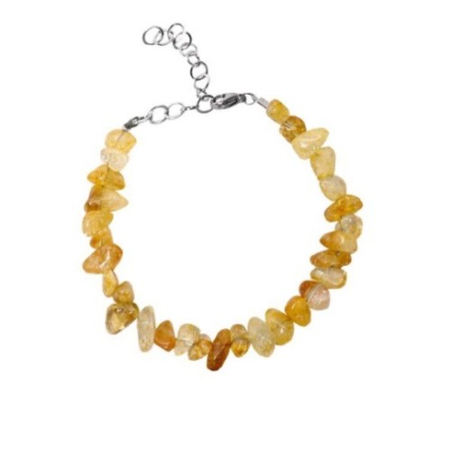 دستبند سیترین طبیعی نامنظم چیپسی با زنجیر قابل تنظیم