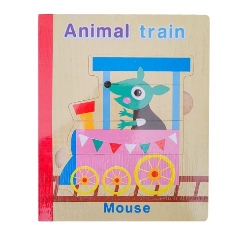 پازل کتابی چوبی مدل قطار حیوانات - XLE 012