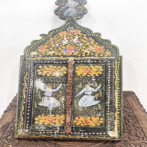 فروش آینه قدیمی قاجاری کتیبه ای با قاب درب دار