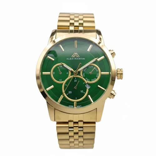 خرید ساعت طلایی صفحه سبز الکس مارتین مردانه 7139