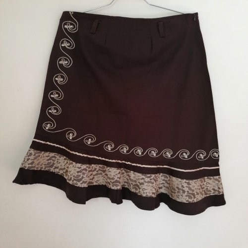 خرید دامن عربی کتان کش گرم بالا رنگ قهوه‌ای تیره