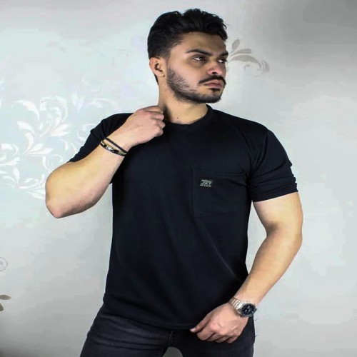تیشرت مشکی مردانه آستین کوتاه مدل 1374 با سایزهای مختلف