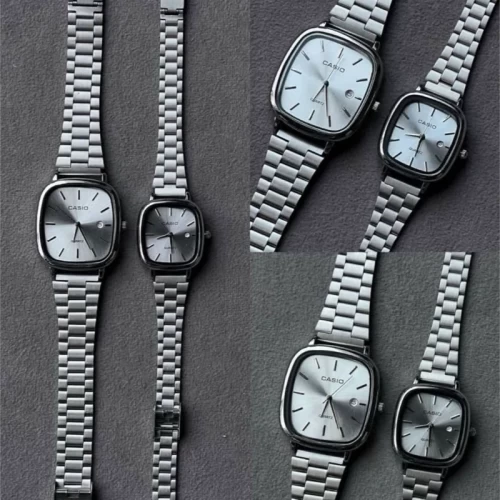 ست ساعت کاسیو صفحه نقره‌ای شیک و بادوام