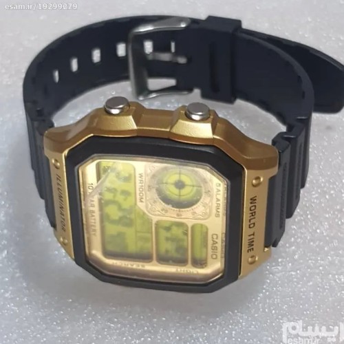 فروش ساعت مچی دیجیتال طلایی کاسیو WORLD TIME