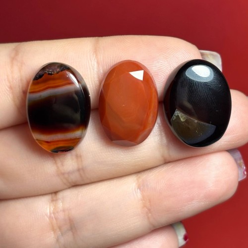 فروش پک 3 عددی نگین های سنگ عقیق معدنی کد60264