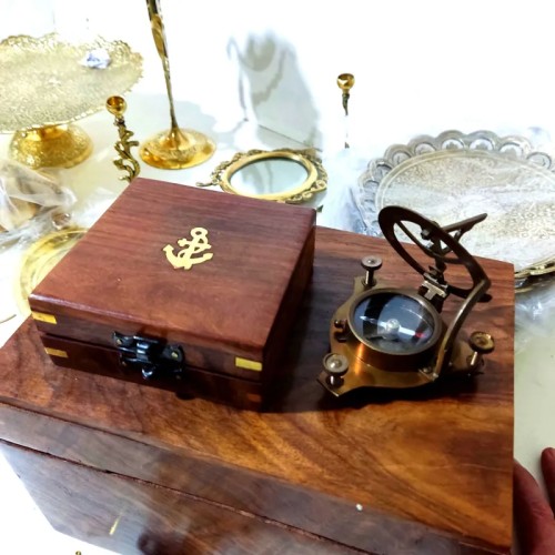 فروش ساعت خورشیدی برنجی آنتیک قطنمادار خارجی