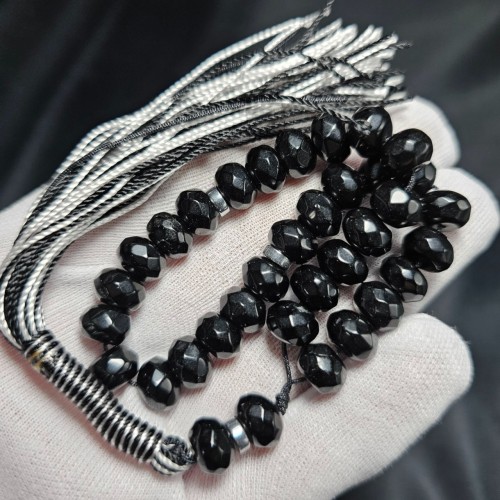 تسبیح 33 دانه سنگ اونیکس سیاه با وزن 32 گرم