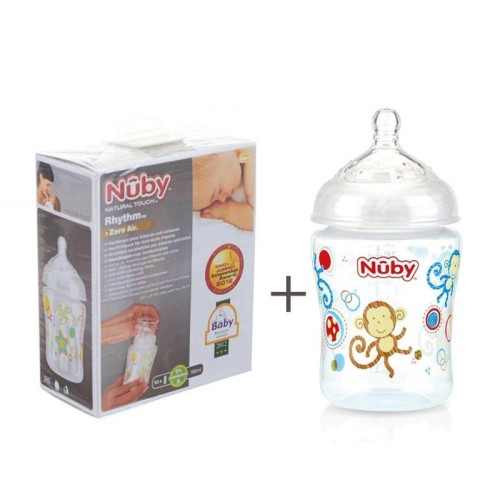 شیشه شیر سفید 180 میل با طلق پلاستیکی سفری Nuby