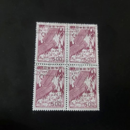 فروش بلوک تمبر باطله 500 ین ژاپن 1955 کمیاب