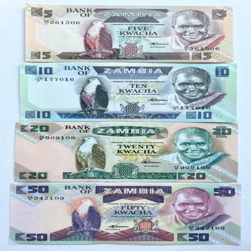 ست 4 عددی اسکناس زامبیا 1988 ارزشمند و کلکسیونی