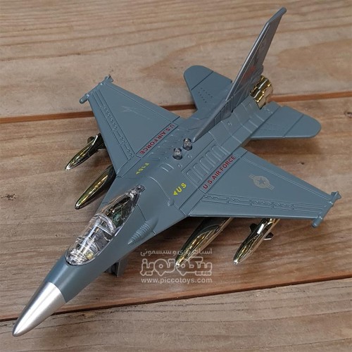 هواپیما اسباب بازی موزیکال جنگی F16 طوسی