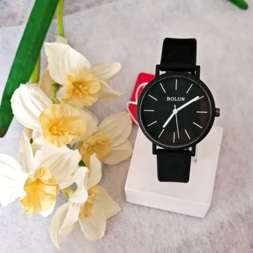 ساعت مچی زنانه بلونی بند سیلیکونی مشکی اندکس