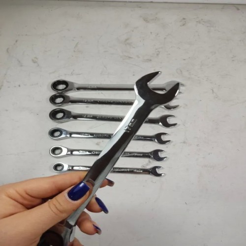 فروش آچار یکسر تخت و جغجغه ای 7 عددی کیفی