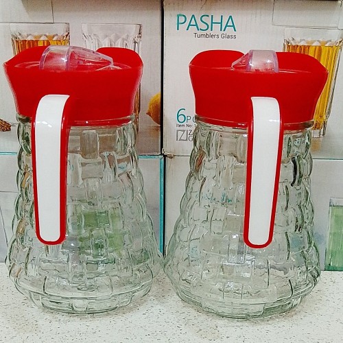 فروش پک 2عددی پارچ مدل فرانسه طرح حصیری با دسته و درب