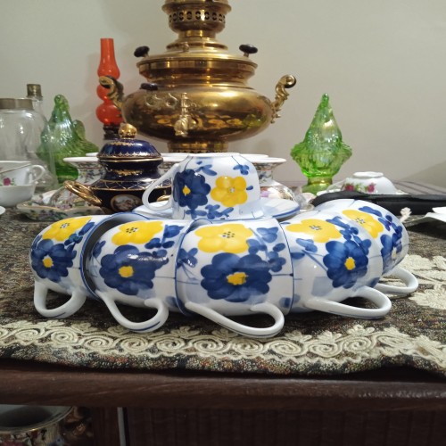 فروش سرویس فنجان ونعلبکی کمیاب گل پنبه ای
