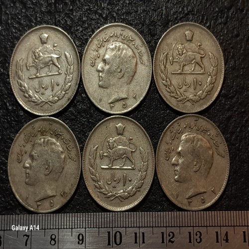 فروش 6 سکه زیبای 10 ریالی پهلوی 97 با قیمت مناسب