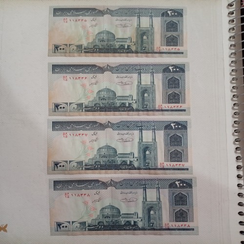 فروش اسکناس 200 ریالی شیبانی و حسینی سری 7تایی