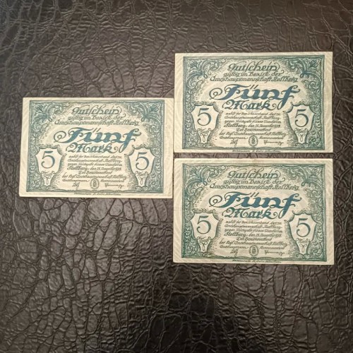 خرید 3 اسکناس قدیمی 5 مارک آلمان 1918 وردسا