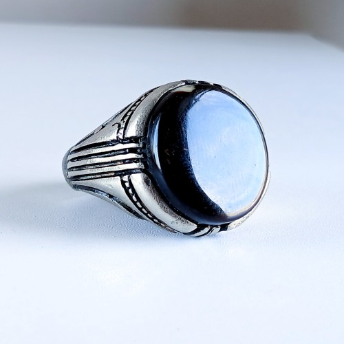 فروش انگشتر عقیق مشکی تریاکی درشت