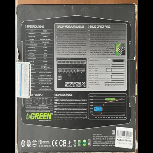 پاور GP1050B OC Plus سالم و پلمپ با کابل‌های کامل