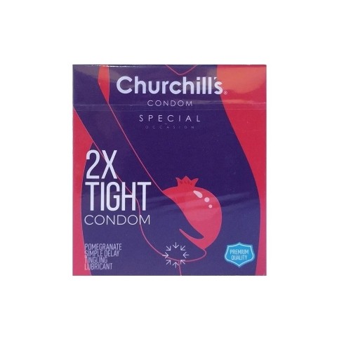 کاندوم 2X TIGHT چرچیلز بسته 3 عددی با عصاره انار