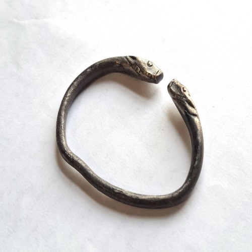 خرید النگو نقره آنتیک فوق کهنه دو سر بز