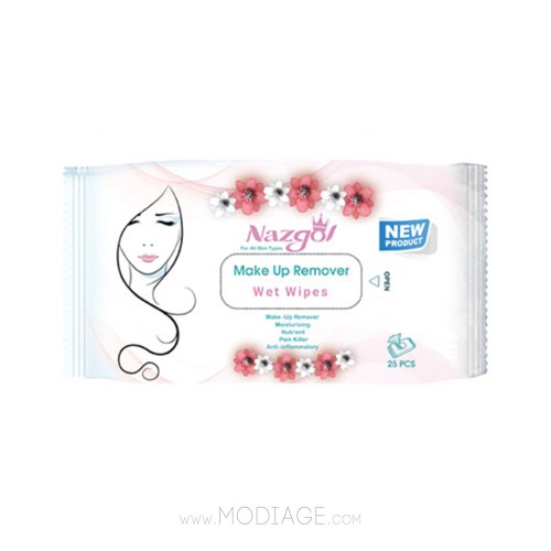 دستمال مرطوب آرایش نازگل پاک کننده و مرطوب کننده