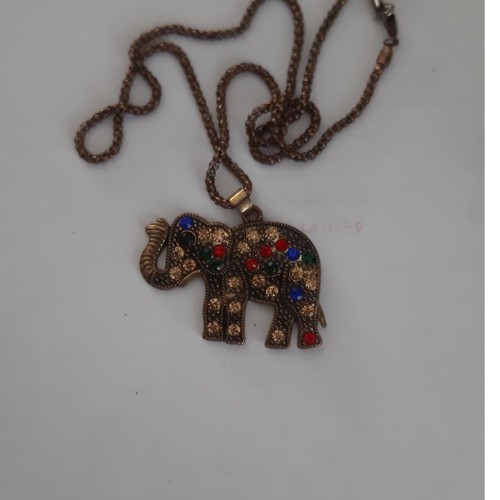 گردنبند فیل نگین دار با زنجیر خاص و زیبا