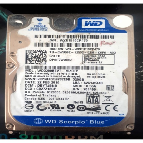 فروش هارد لپ تاپ وسترن دیجیتال 320