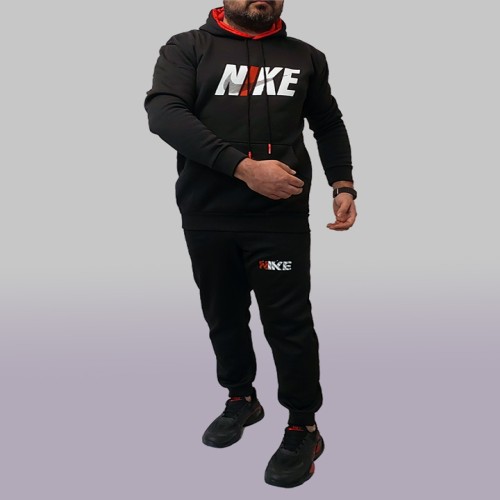 ست هودی و شلوار کلاه دار مشکی نایکی مدل 1419