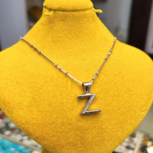 فروش آویز گردنی Z ایتالیایی دستساز با روکش طلا سفید